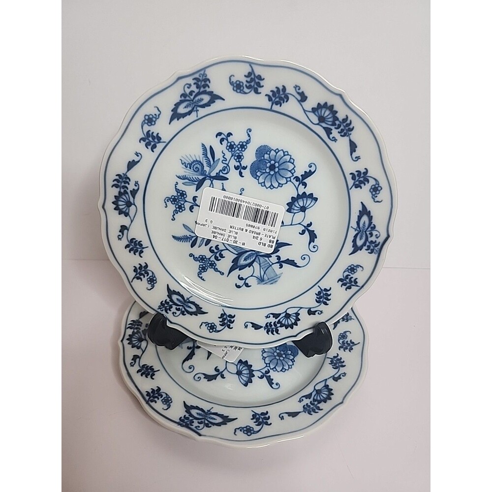 Set of 2 Blue Danube Blue Onion 6 3/4" Bread Plates Rectangle Stamp